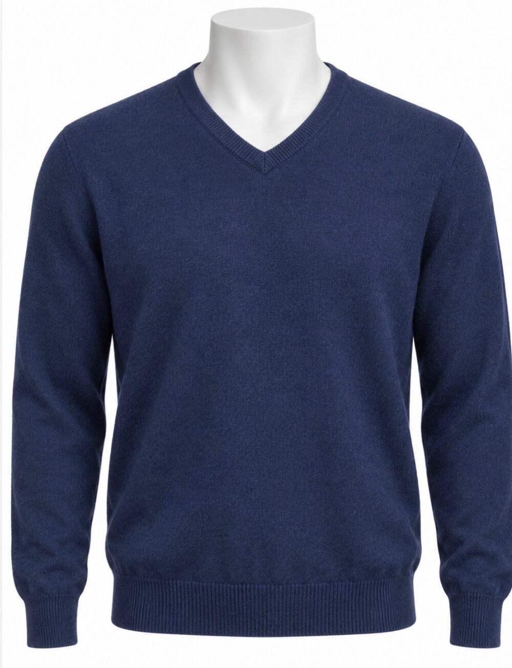 Club Room 100% Cashmere 2-ply Men Sweater Navy Blue V-Neck Pullover Classic XXL
